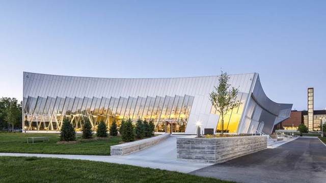 The library is part of a new civic campus in Vaughan, that will cover 24 acres with a square, skating rink and other public buildings.