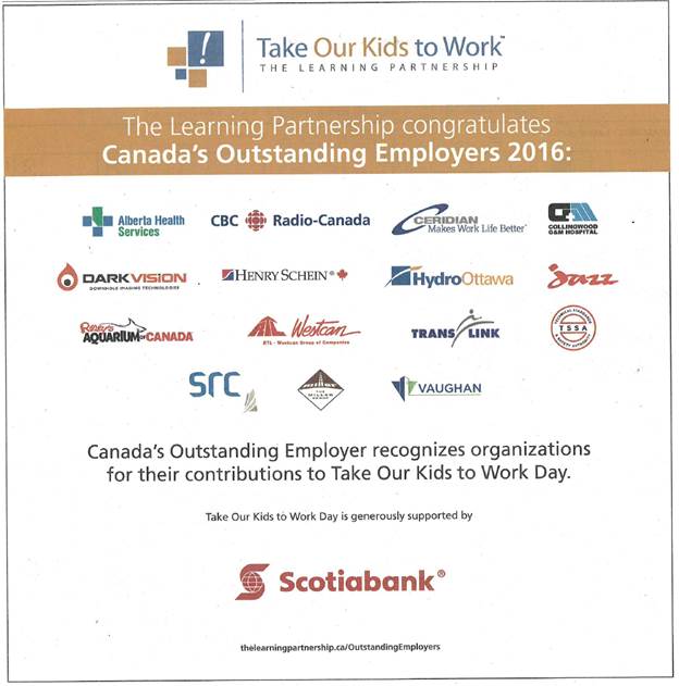 The Learning Partnership: Canada’s Outstanding Employers 2016