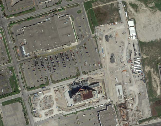 Satellite view of site, the library/YMCA will replace the southeast corner of th