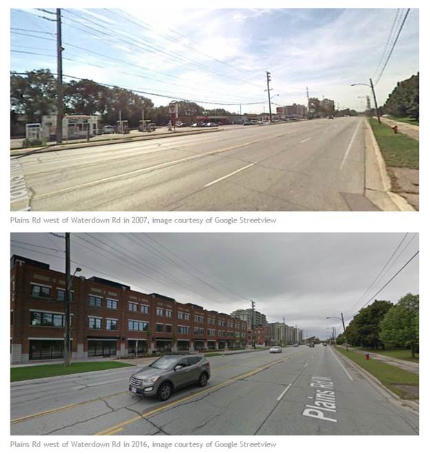 Plaines Road in 2007 and 2016