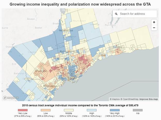 Map of income across the GTA