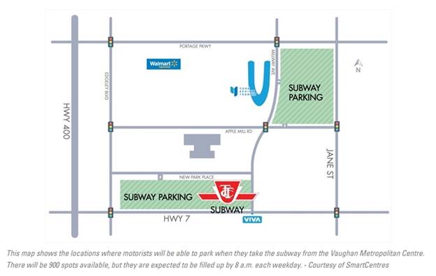 map of parking around the VMC subway station