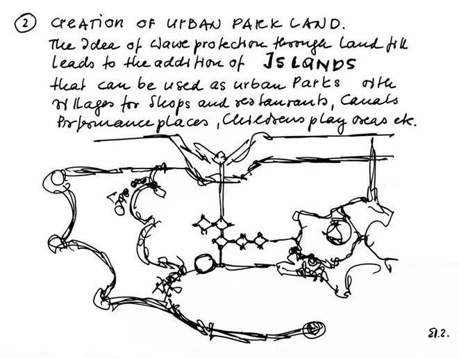 Lead architect Eb Zeidler's original sketch of the concept for Ontario Place is very close to what was built and still exists there today.